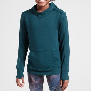Athleta Girl All For One Soft Logo Sleeve “Powerful” Hoodie, Oceanic Teal,  (14)
